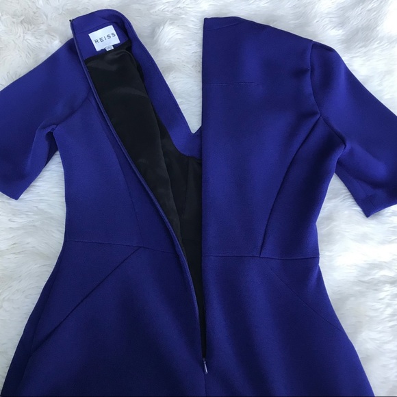 Reiss Hailie V-Neck Cobalt Blue Dress - Size 6 - Picture 5 of 8